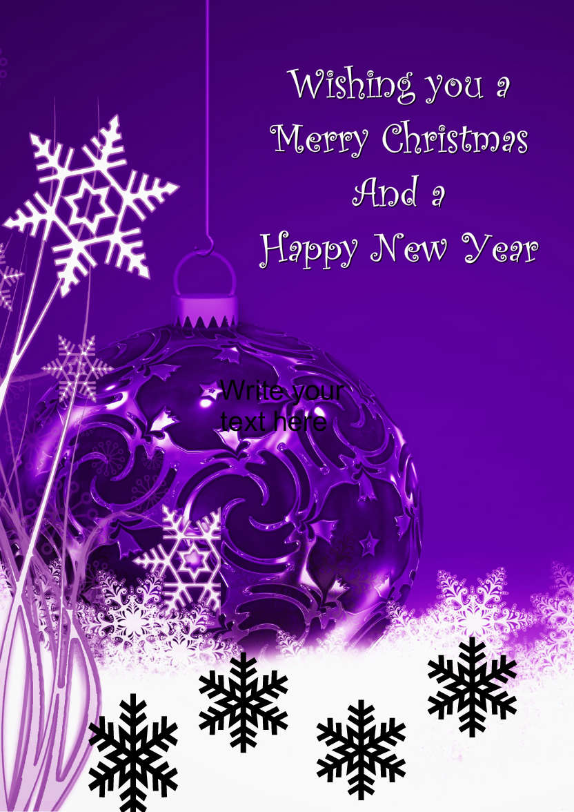 Christmas Bauble and Snowflakes - card made with Crafty Bob's Card Creator