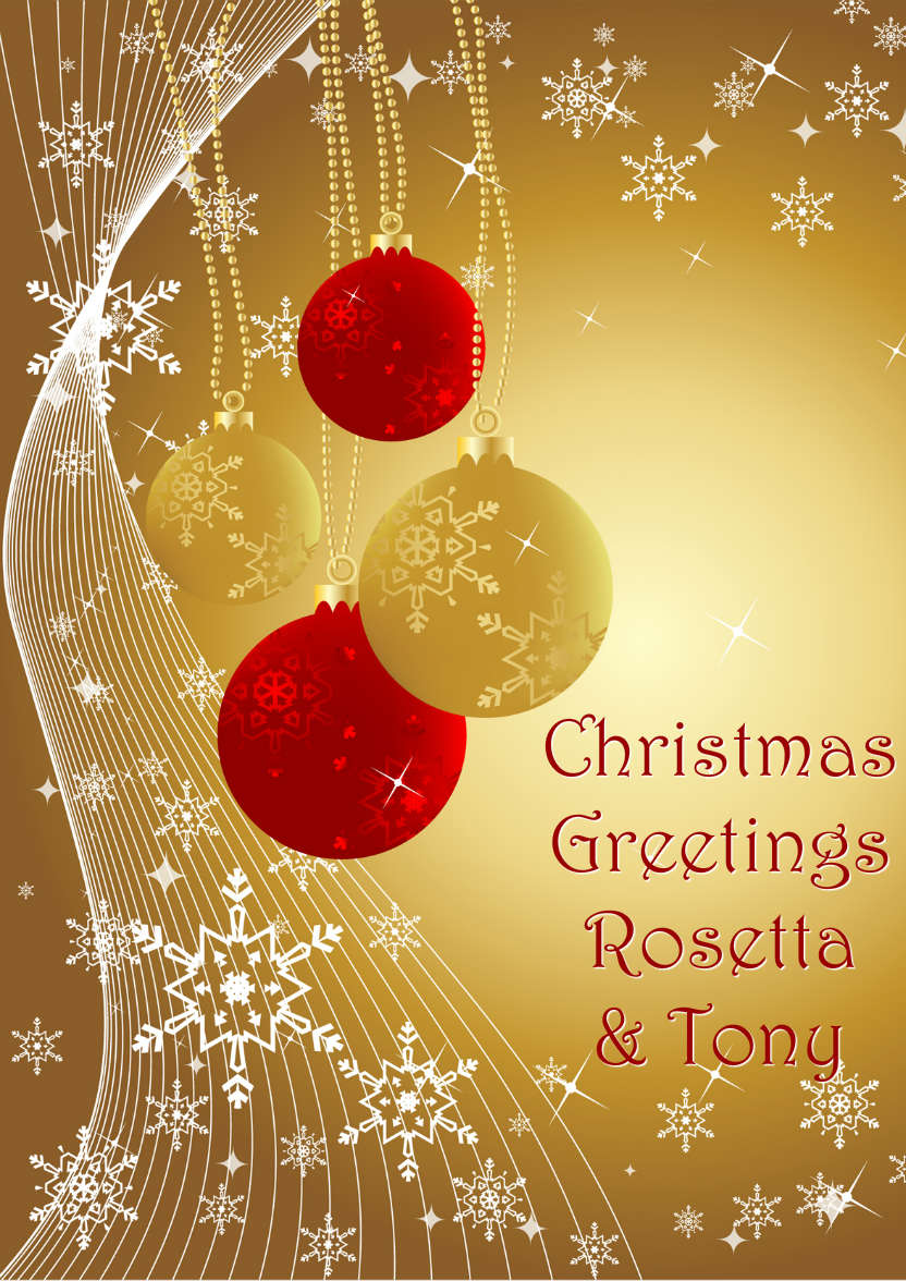 Red and Gold Christmas Baubles - card made with Crafty Bob's Card Creator