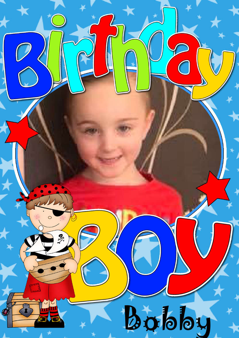 Birthday Pirate Photo Upload Card - card made with Crafty Bob's Card Creator