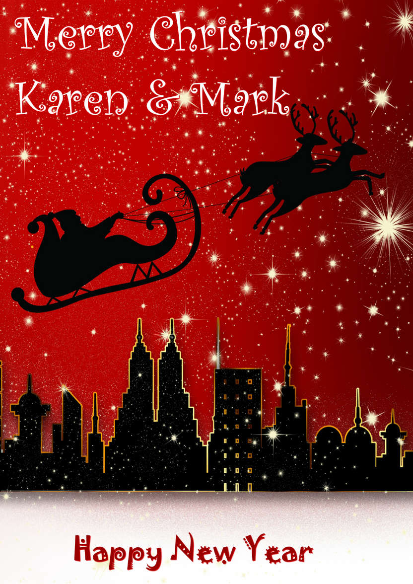 Christmas Silhouette City Scene - card made with Crafty Bob's Card Creator