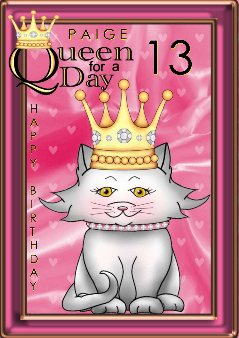 Queen for a Day Cat - card made with Crafty Bob's Card Creator