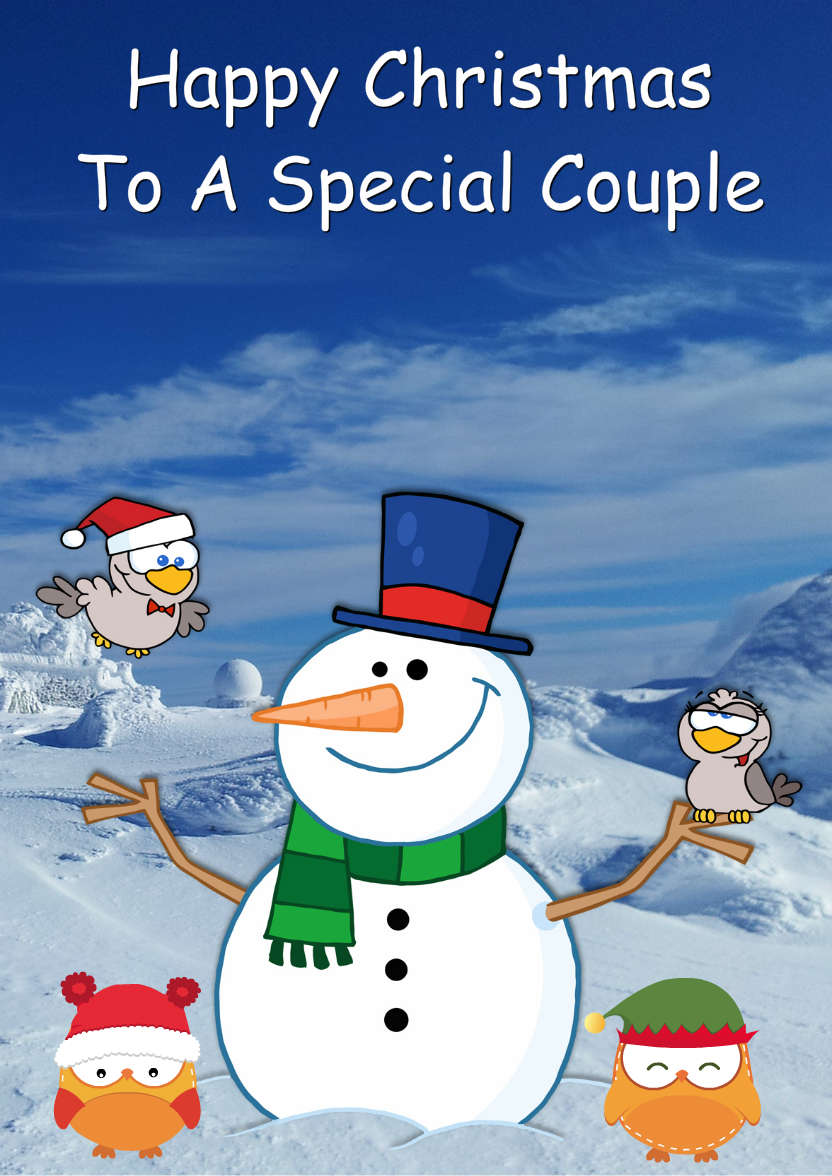 Snowman with Love Birds - card made with Crafty Bob's Card Creator