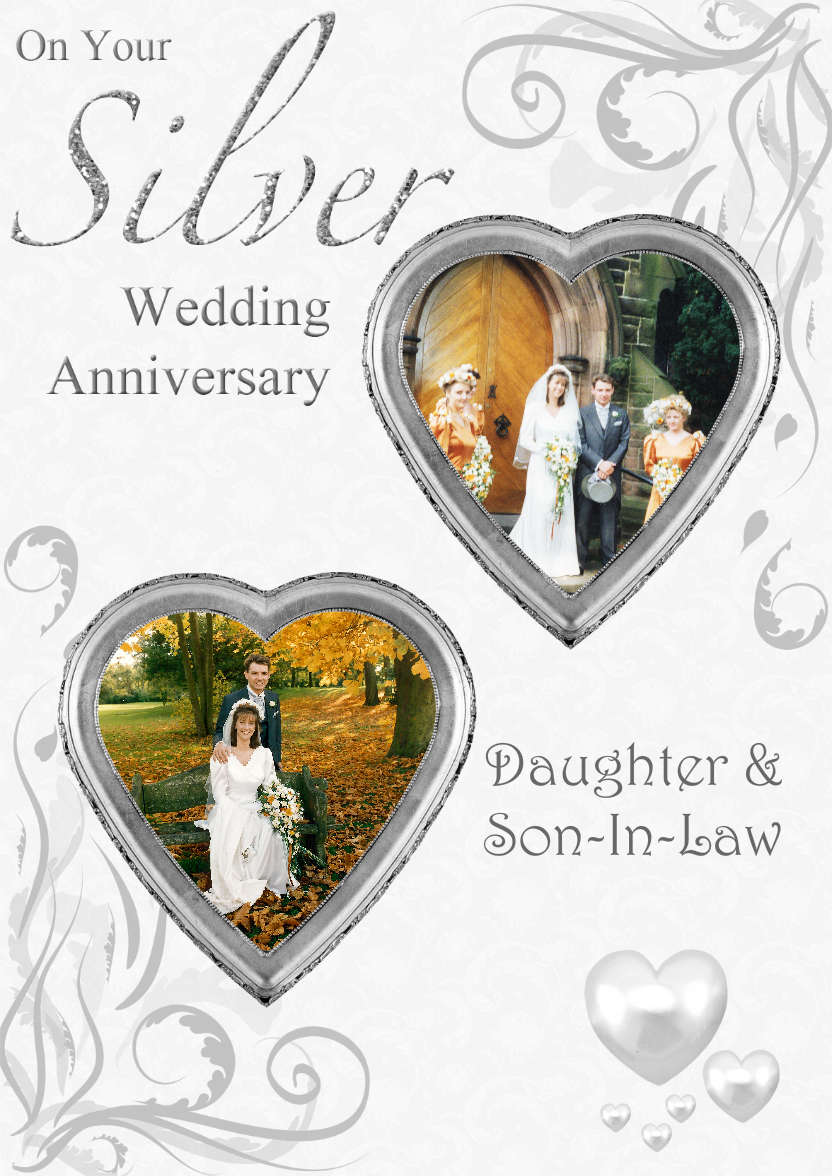 Silver Wedding Anniversary Hearts Photo Card - card made with Crafty Bob's Card Creator
