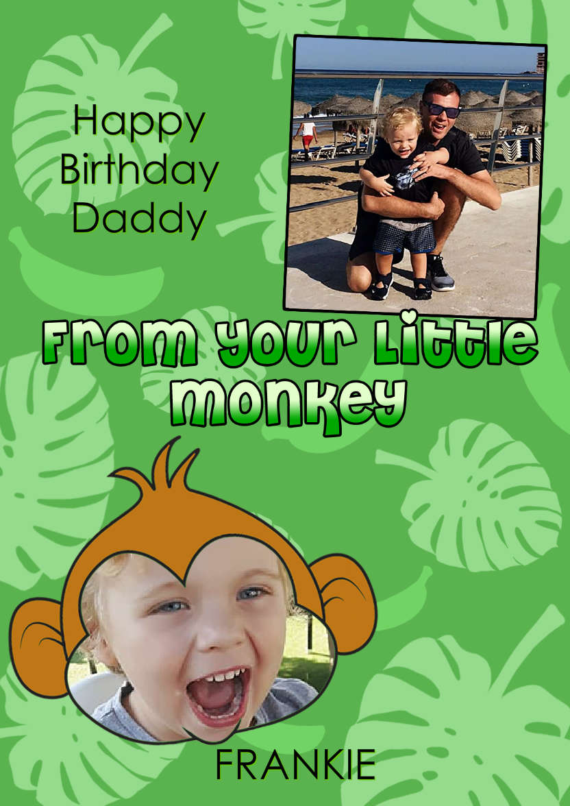 Little Monkey Photo Card - card made with Crafty Bob's Card Creator