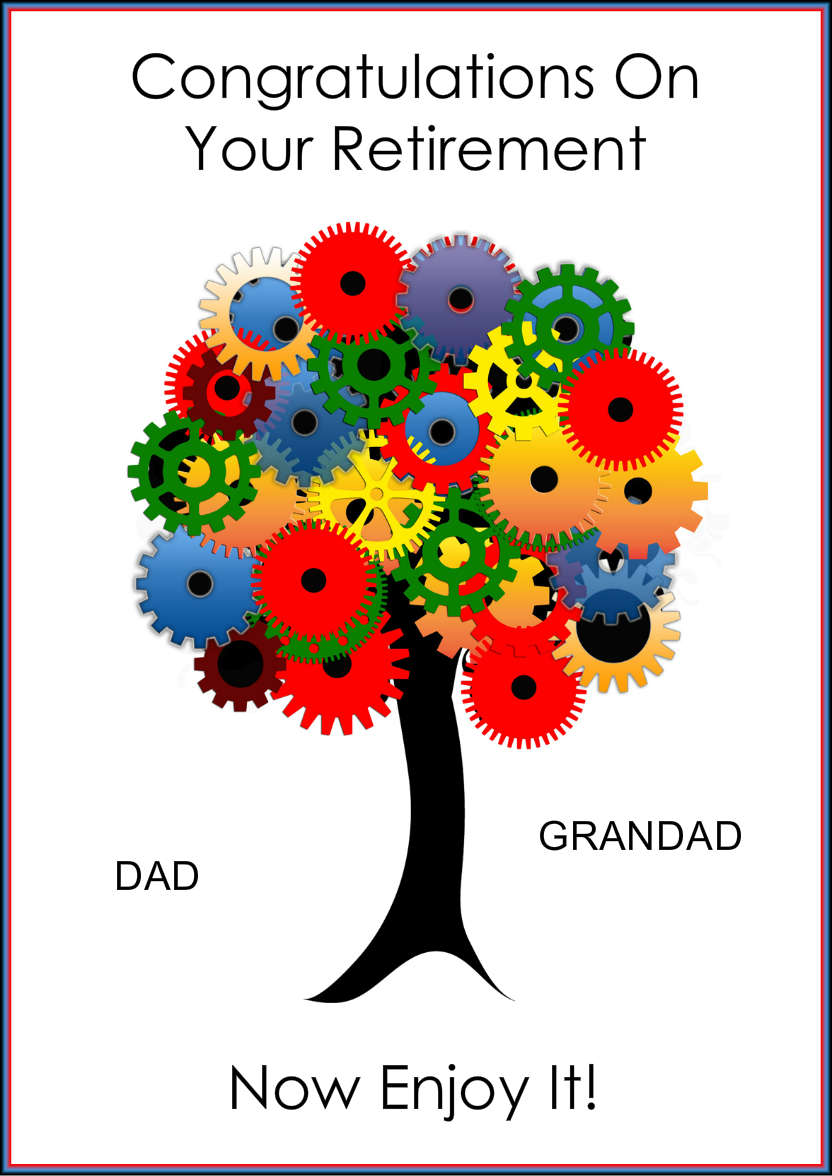 Cog Tree Retirement Card - card made with Crafty Bob's Card Creator