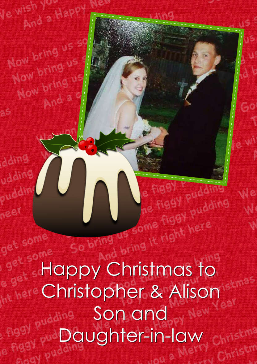Christmas Figgy Pudding Photo Card - card made with Crafty Bob's Card Creator