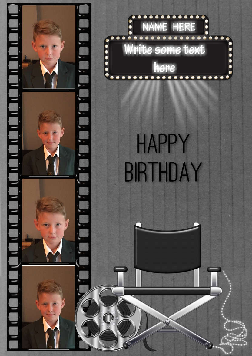 Movie Time - card made with Crafty Bob's Card Creator