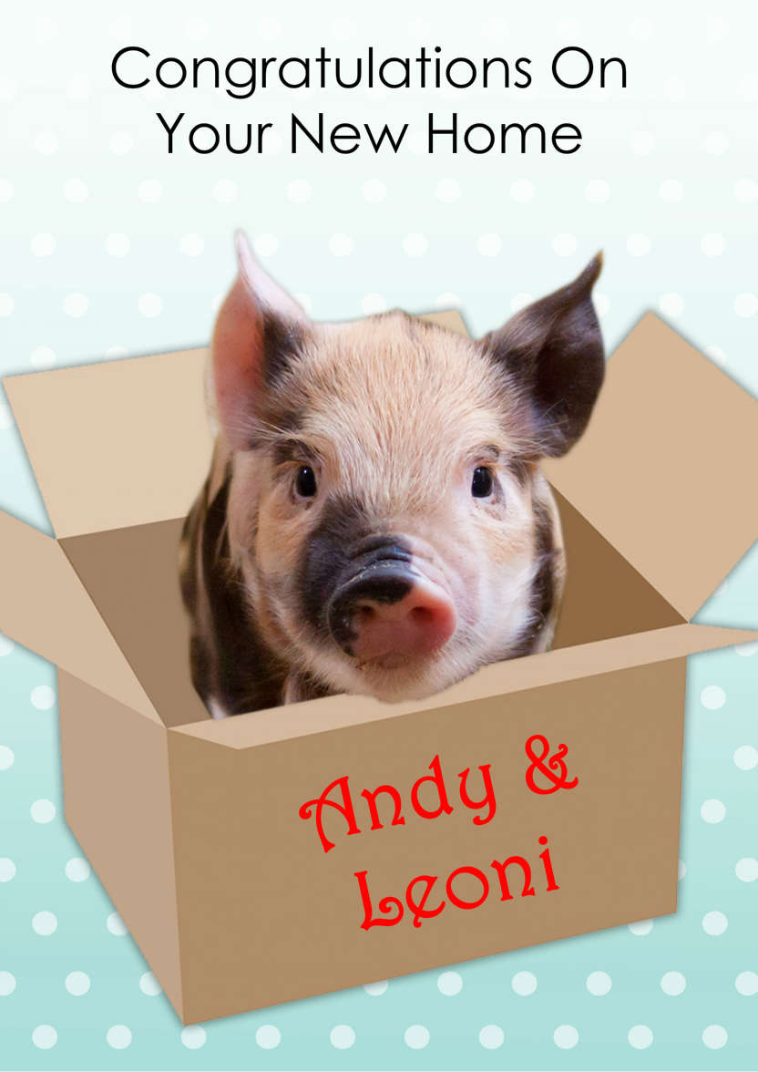 Cute Pig New Home Card - card made with Crafty Bob's Card Creator