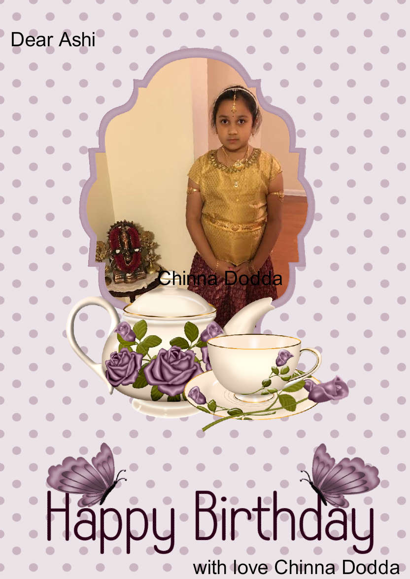 Birthday Tea Time - card made with Crafty Bob's Card Creator