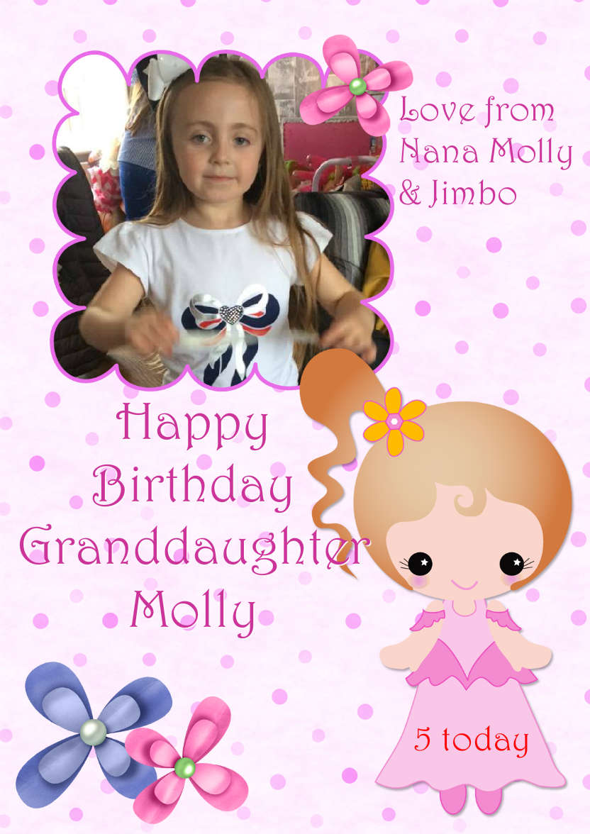 Pretty in Pink Girls Photo Card - card made with Crafty Bob's Card Creator
