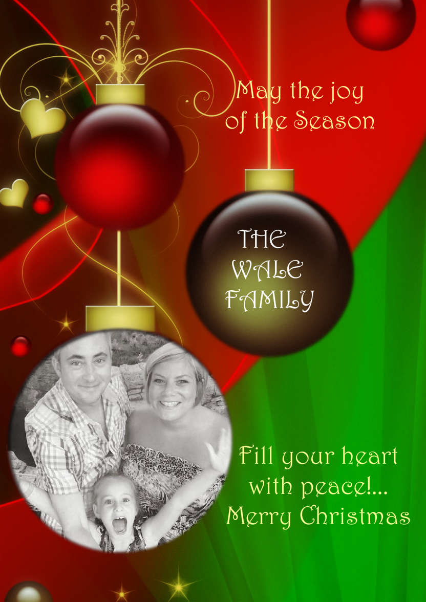 Red and Green Vintage Ornament Christmas Photo Card - card made with Crafty Bob's Card Creator