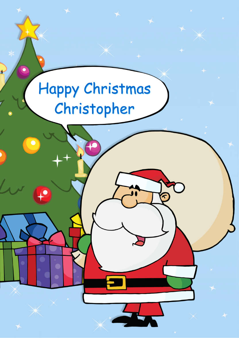 Santa by the Christmas Tree - card made with Crafty Bob's Card Creator