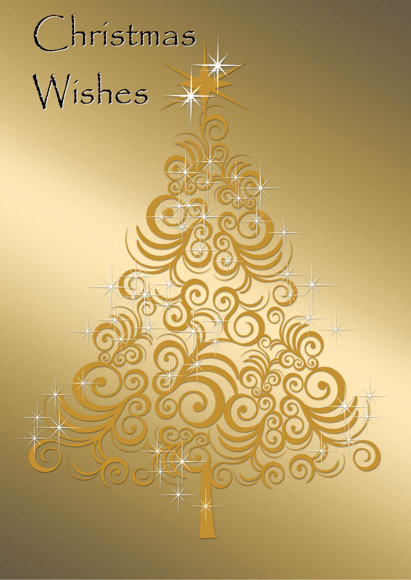 Gold Swirly Christmas Tree - card made with Crafty Bob's Card Creator