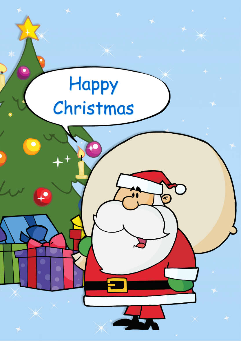 Santa by the Christmas Tree - card made with Crafty Bob's Card Creator