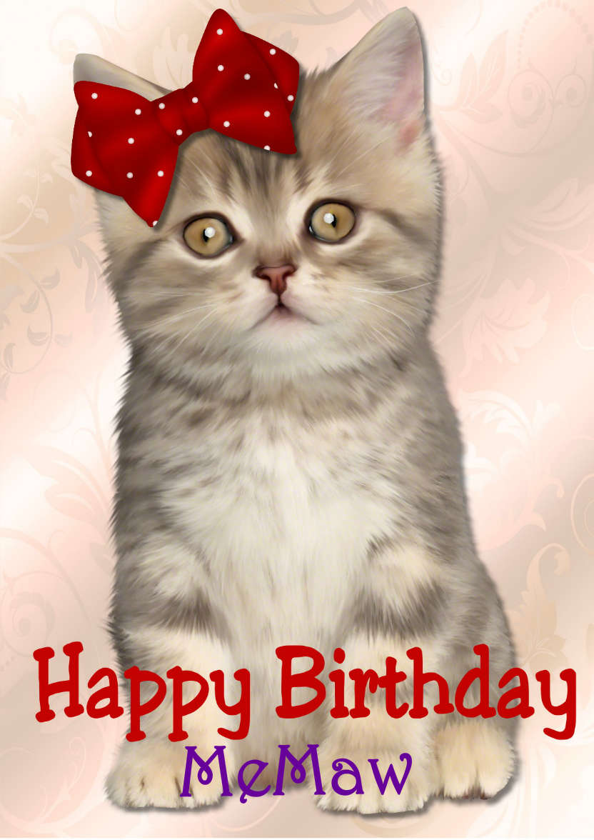Cute Kitten Happy Birthday - card made with Crafty Bob's Card Creator