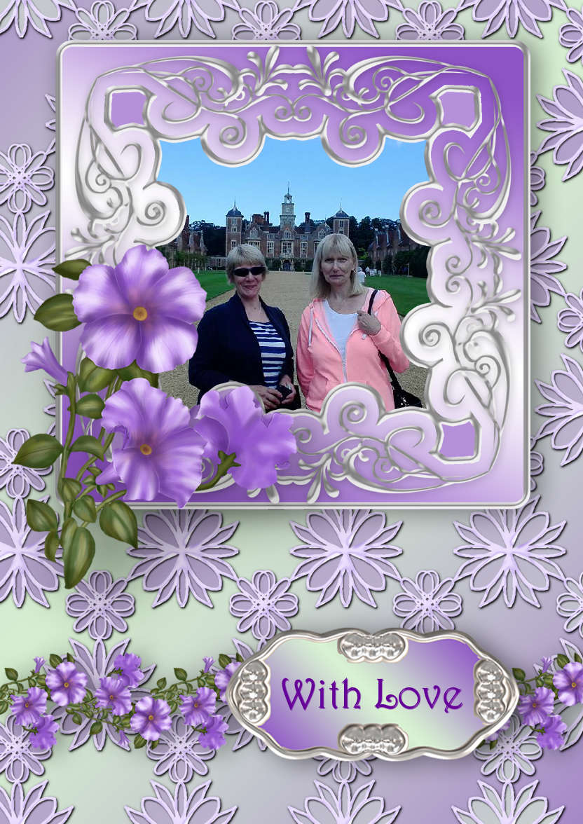Lilac Petunias with Fancy Frame - card made with Crafty Bob's Card Creator