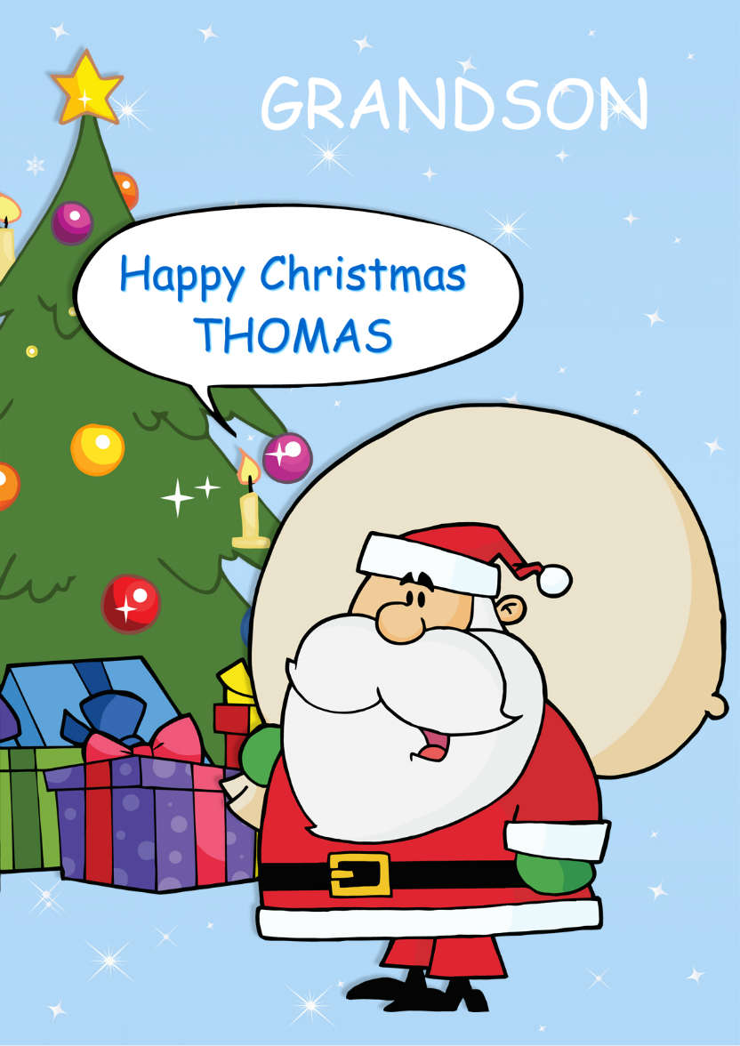 Santa by the Christmas Tree - card made with Crafty Bob's Card Creator