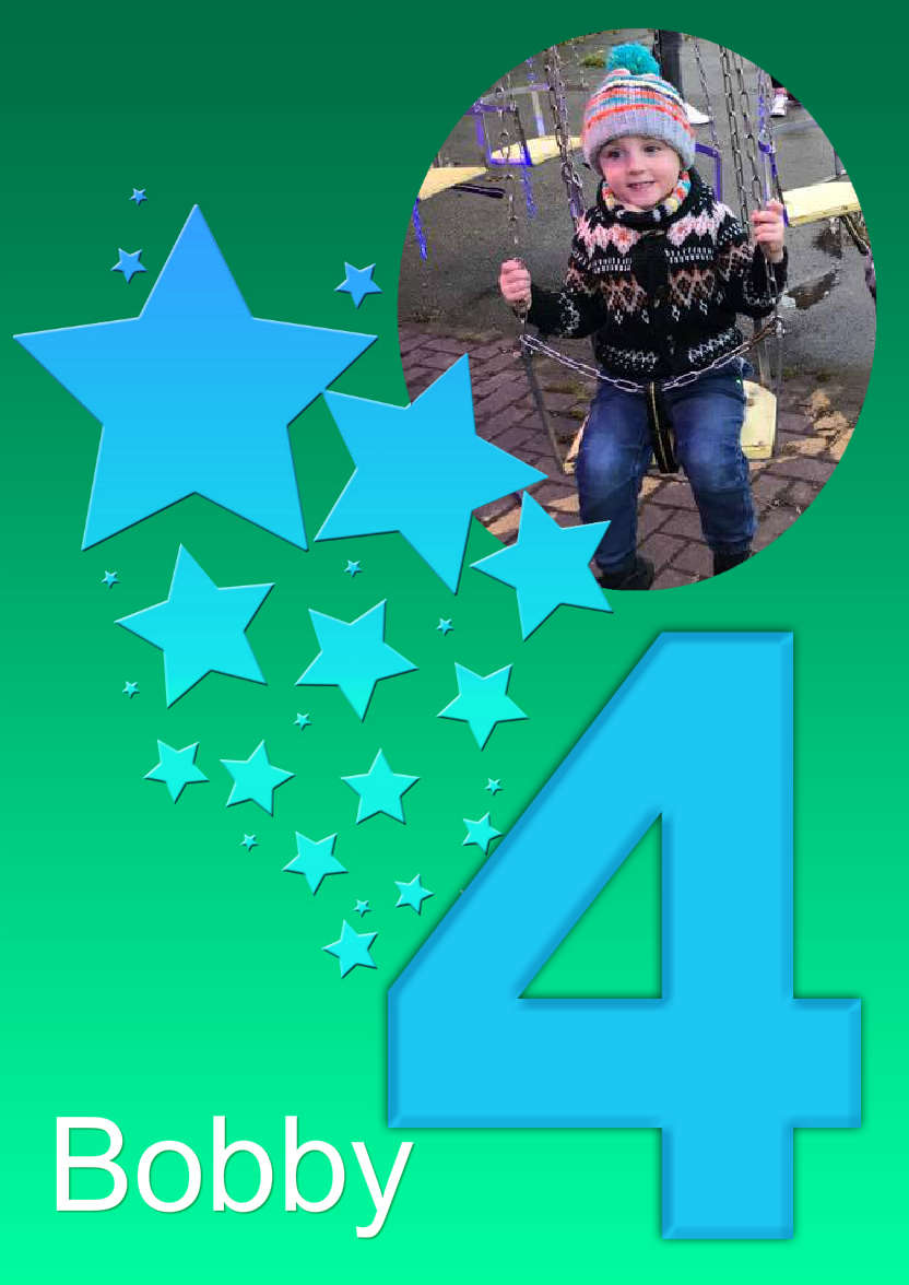 Stars Age 4 Boys Photo Card - card made with Crafty Bob's Card Creator