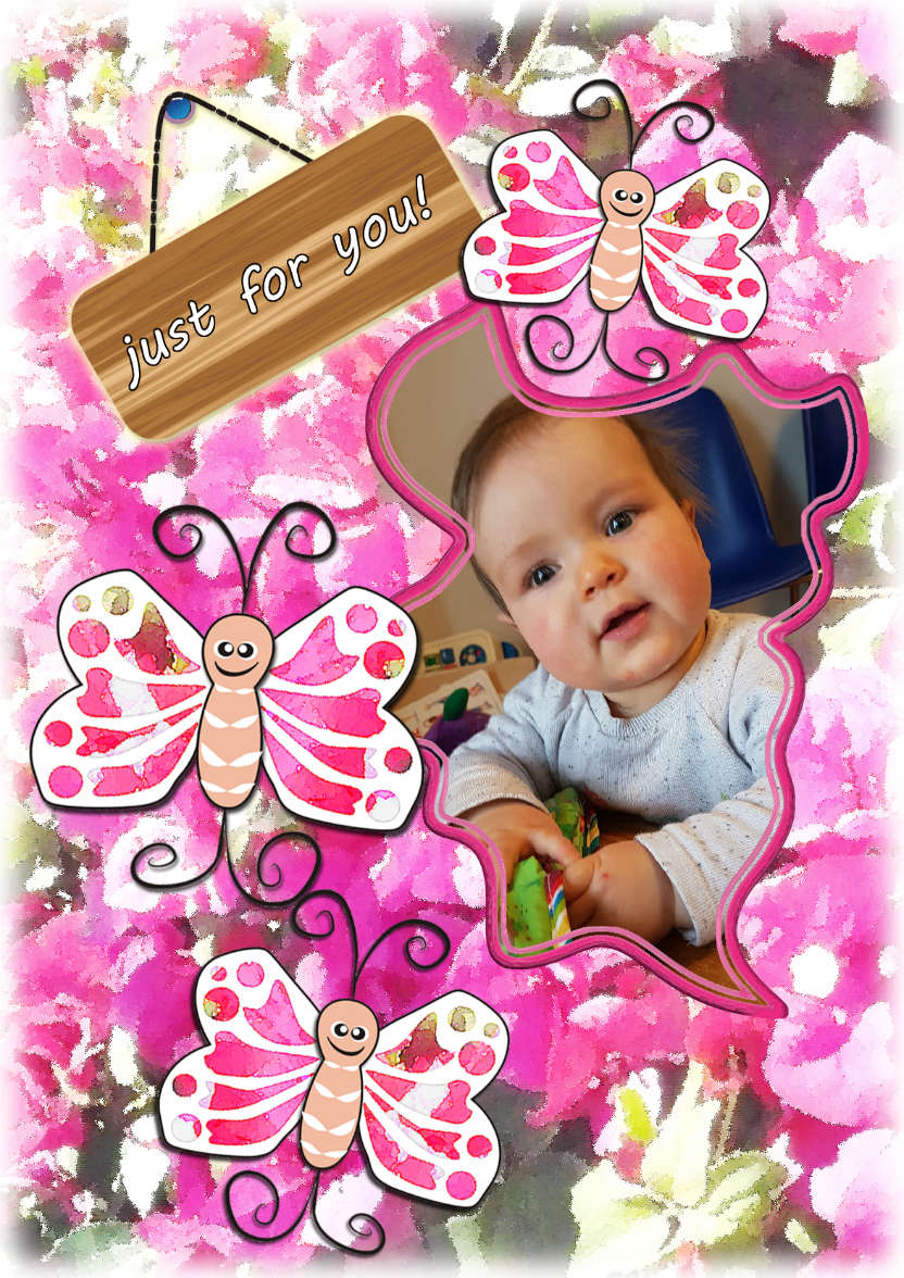 Pink Purple Blossoms - card made with Crafty Bob's Card Creator