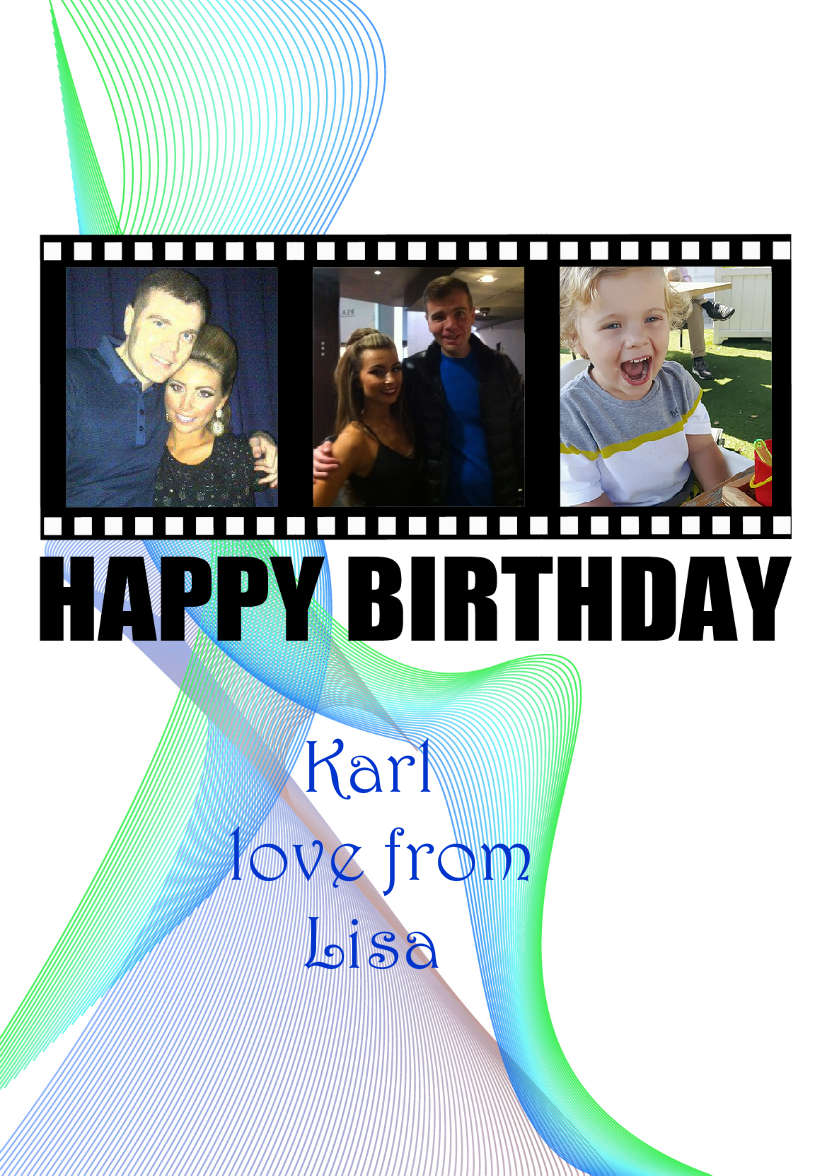Filmstrip Birthday Aperture Card Blue - card made with Crafty Bob's Card Creator