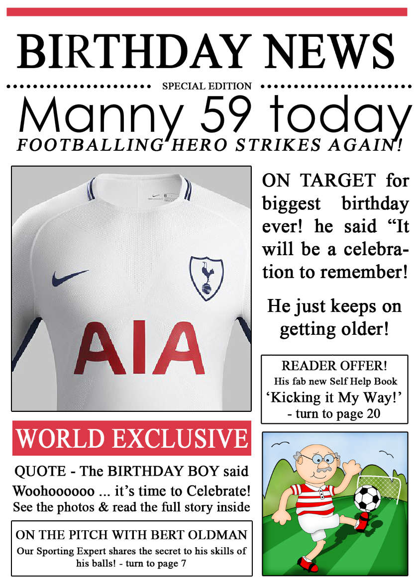 Football News Birthday Photo Upload Card - card made with Crafty Bob's Card Creator