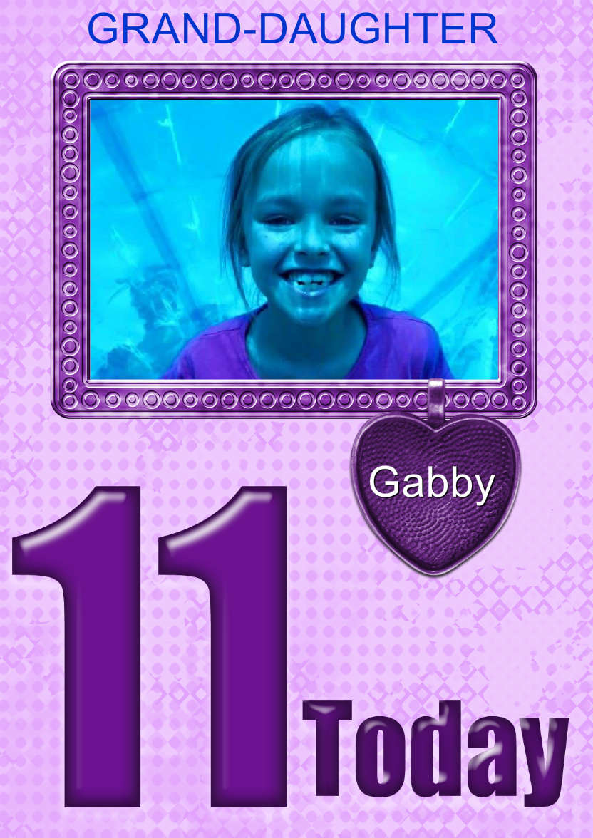Age 11 Birthday Photo Card Girls - card made with Crafty Bob's Card Creator