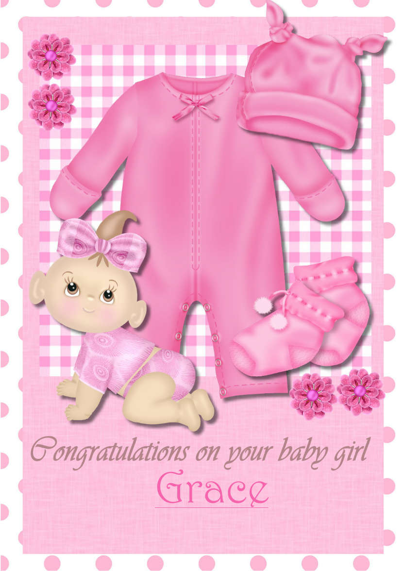 New Baby Girl - card made with Crafty Bob's Card Creator