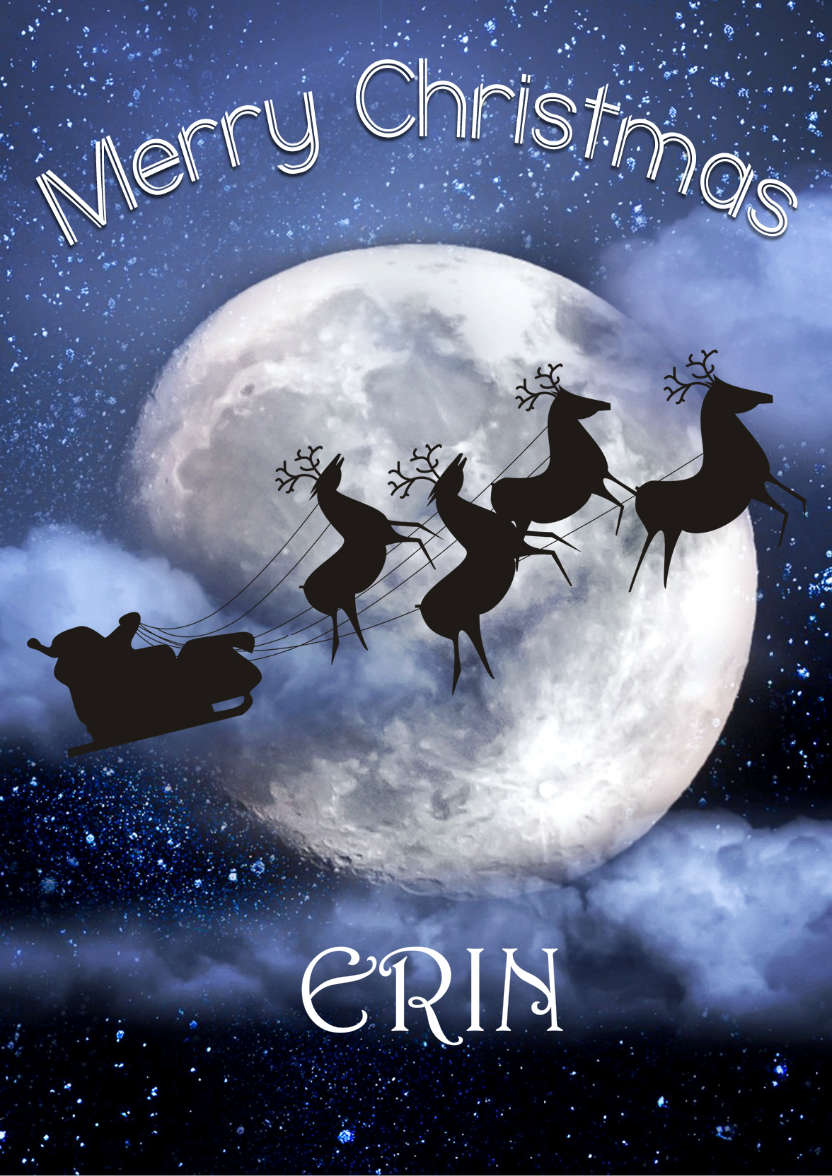 Santa Silhouette in Front of the Moon - card made with Crafty Bob's Card Creator