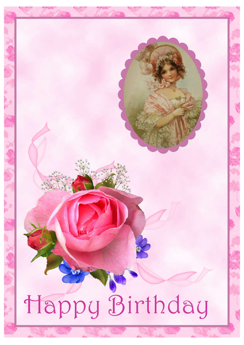 Pink Rose Spray - card made with Crafty Bob's Card Creator