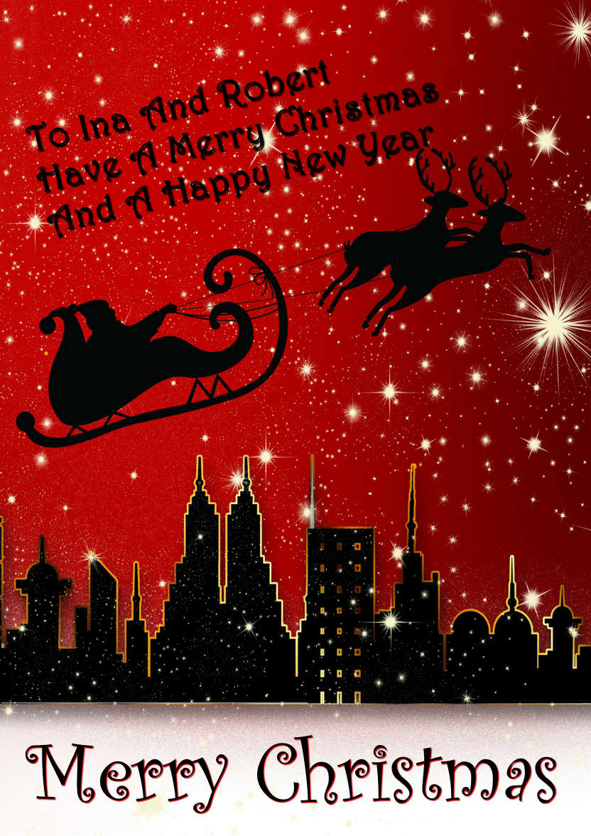 Christmas Silhouette City Scene - card made with Crafty Bob's Card Creator