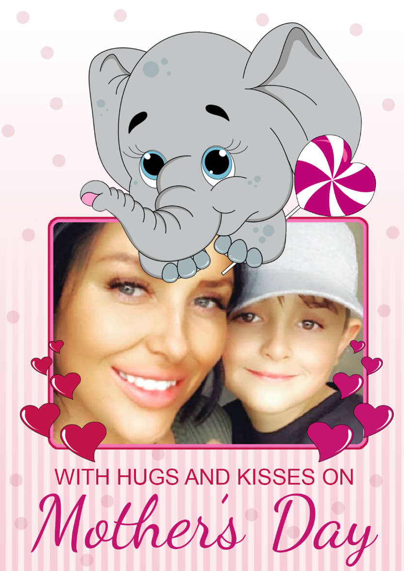 Cute Elephant Mother's Day Photo Card - card made with Crafty Bob's Card Creator