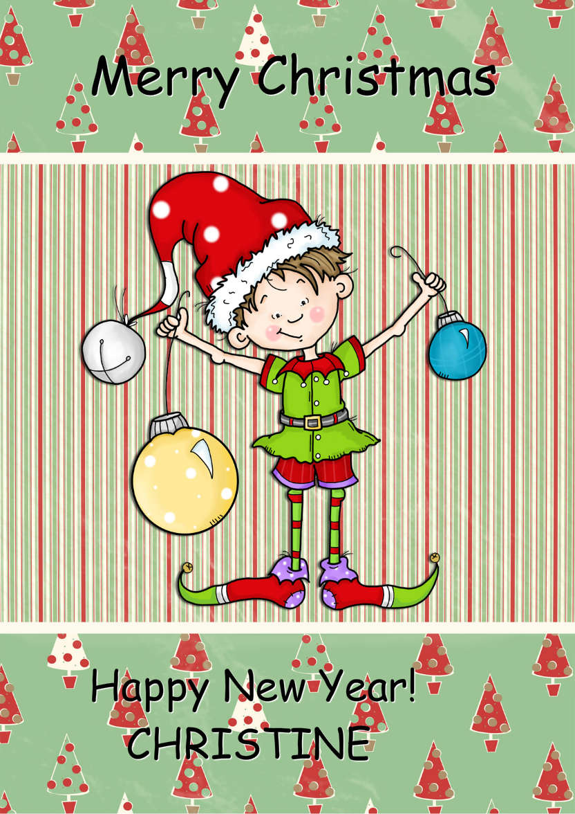 The Helpful Elf Christmas Card - card made with Crafty Bob's Card Creator