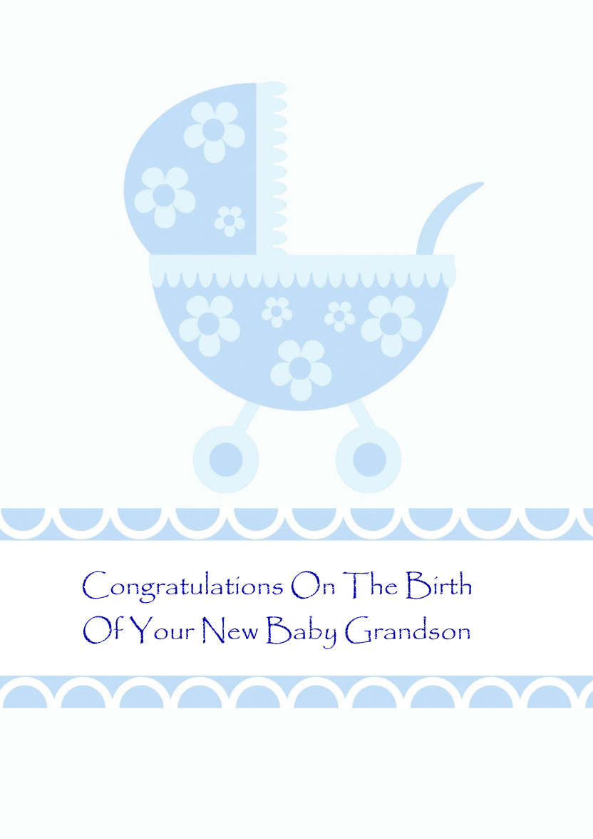 New Baby Boy Pram Card Front - card made with Crafty Bob's Card Creator