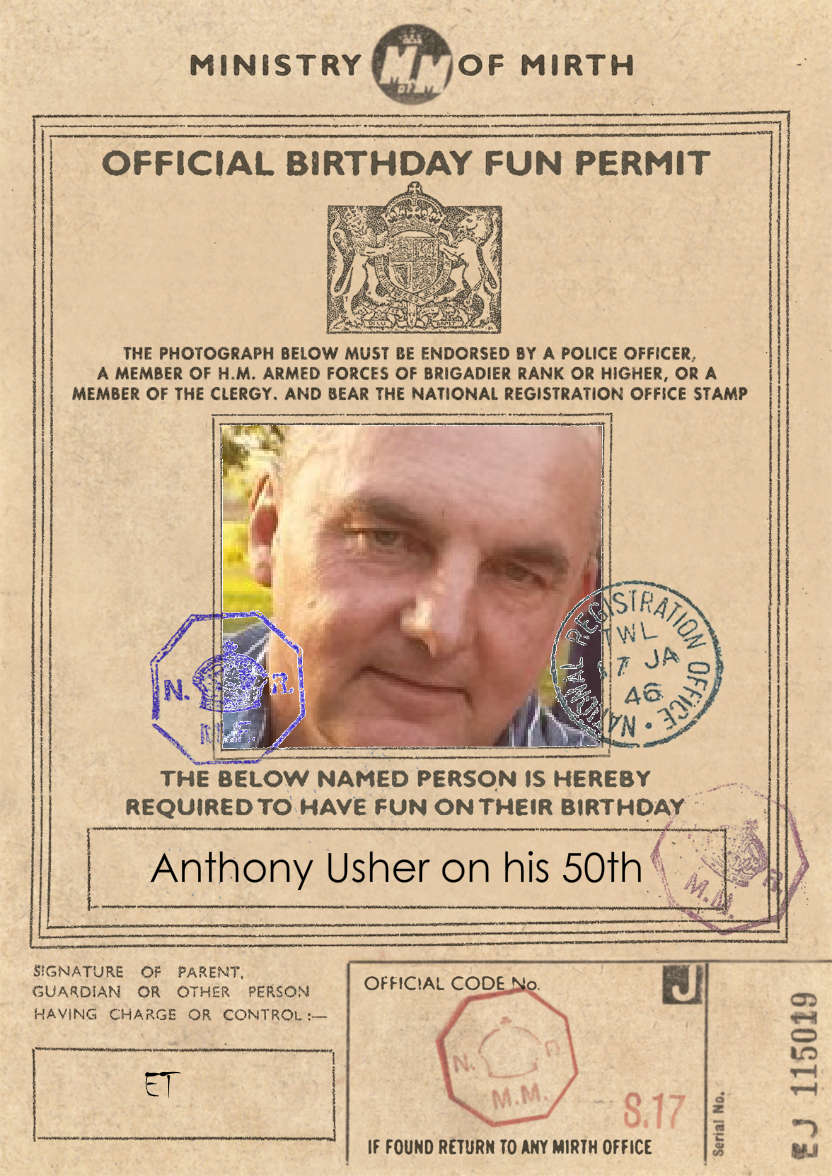 Birthday Fun Permit - card made with Crafty Bob's Card Creator