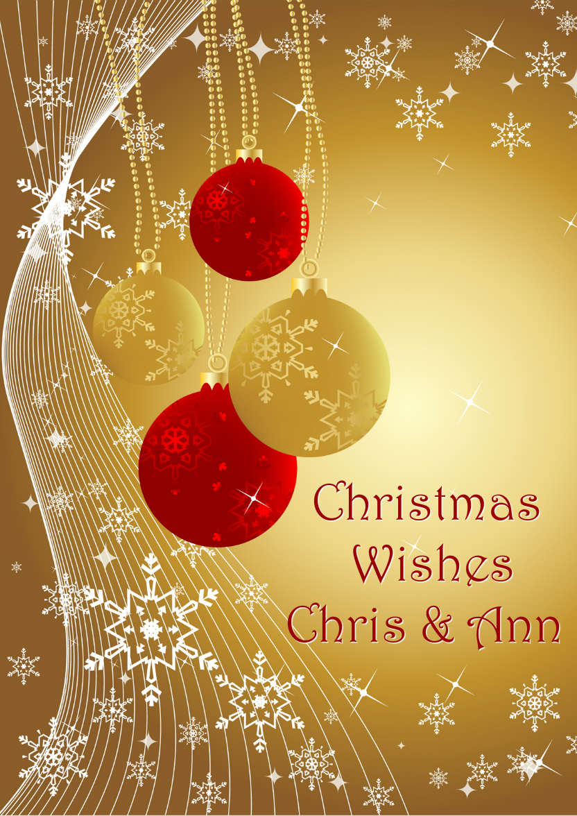 Red and Gold Christmas Baubles - card made with Crafty Bob's Card Creator