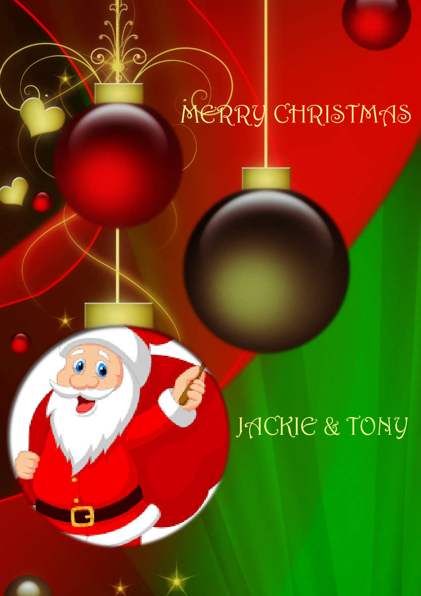 Red and Green Vintage Ornament Christmas Photo Card - card made with Crafty Bob's Card Creator