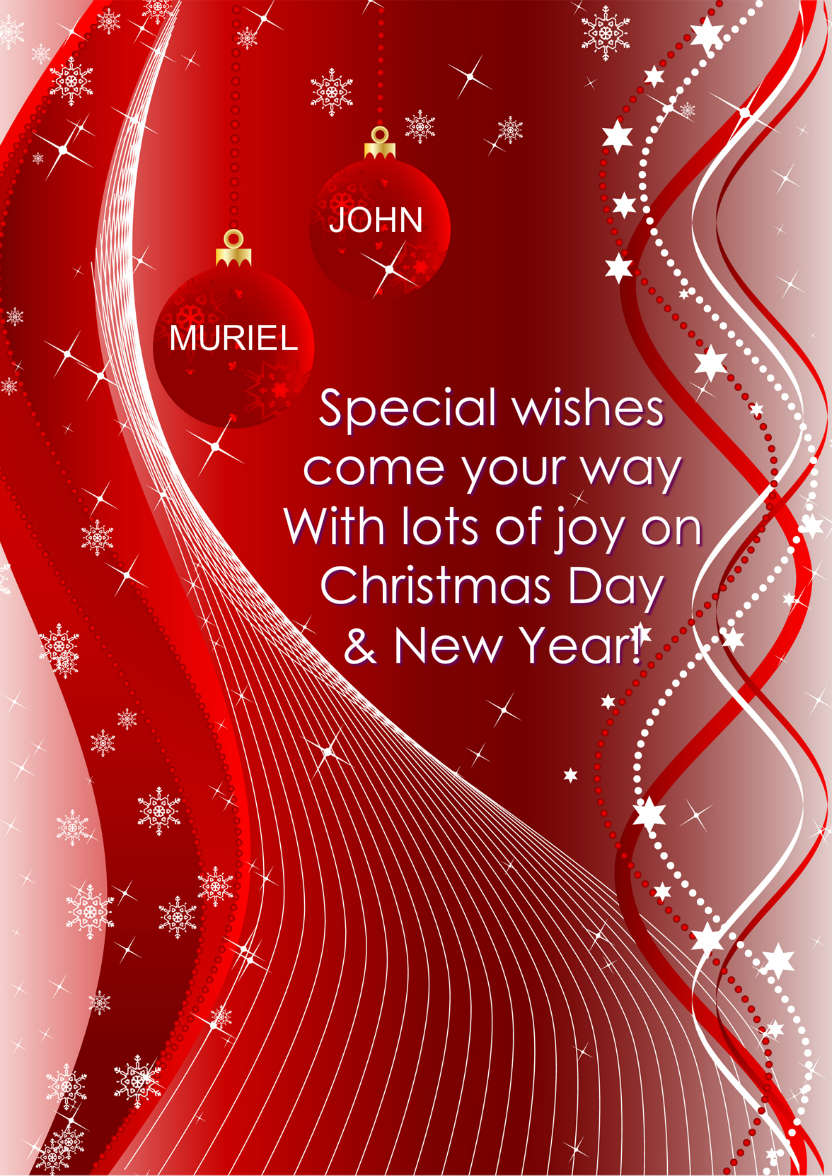 Red Christmas Swirls and Snowflakes - card made with Crafty Bob's Card Creator