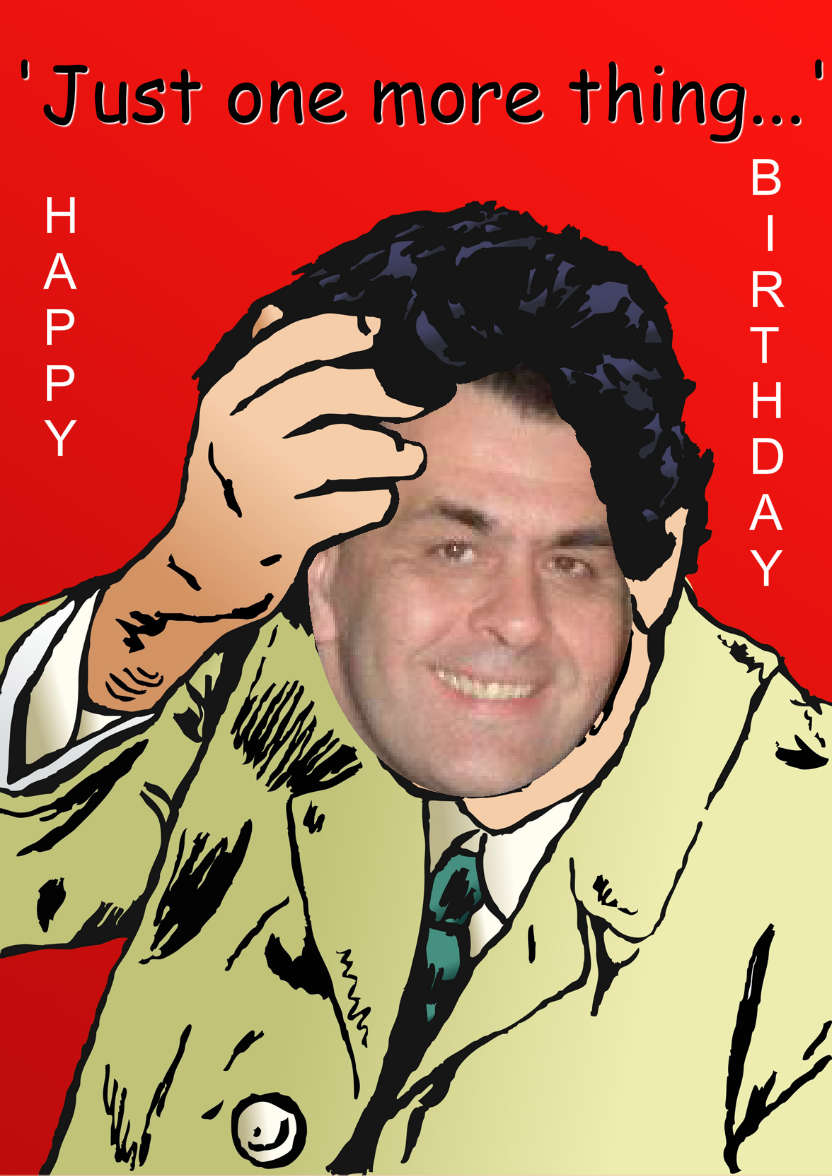 Columbo Spoof Aperture Card - card made with Crafty Bob's Card Creator