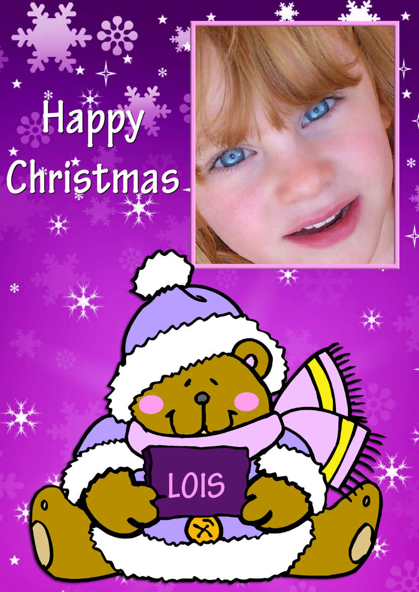 Teddy Bear Christmas Girl - card made with Crafty Bob's Card Creator