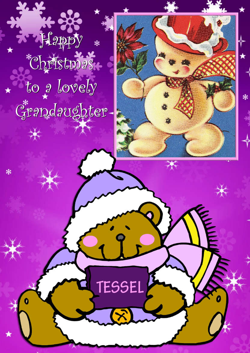 Teddy Bear Christmas Girl - card made with Crafty Bob's Card Creator