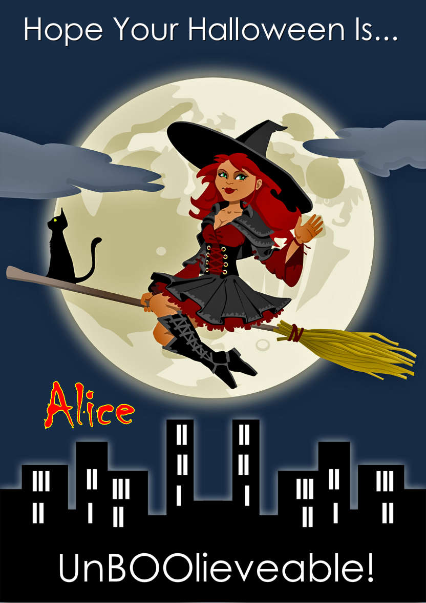 Witch Flying in the Night Sky - card made with Crafty Bob's Card Creator