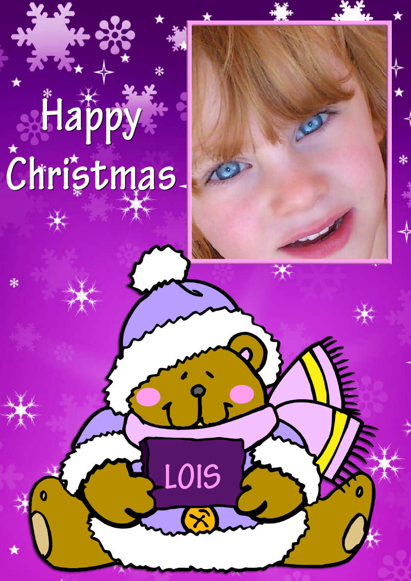 Teddy Bear Christmas Girl - card made with Crafty Bob's Card Creator
