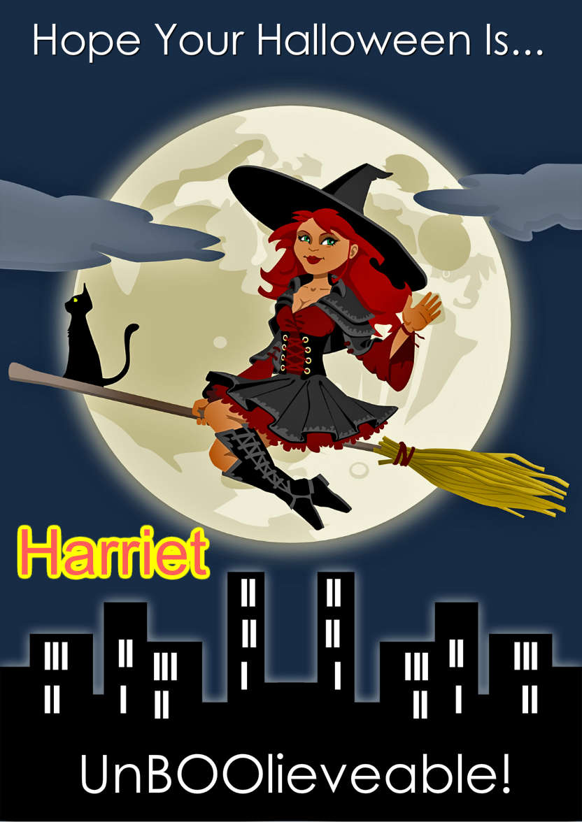 Witch Flying in the Night Sky - card made with Crafty Bob's Card Creator