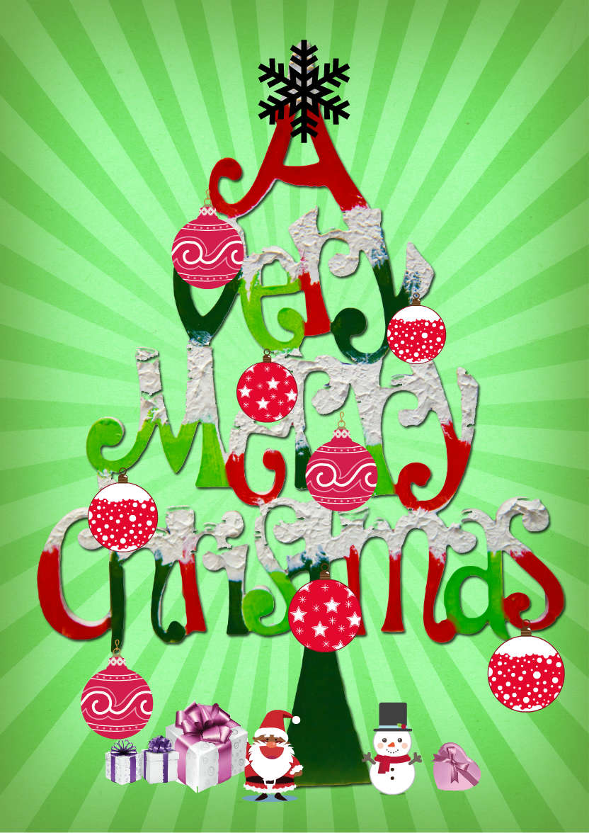 Christmas Tree Word Art - card made with Crafty Bob's Card Creator
