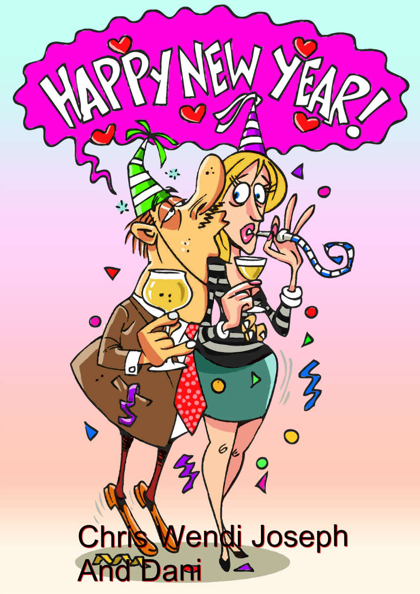 Drunk Couple New Year Card - card made with Crafty Bob's Card Creator