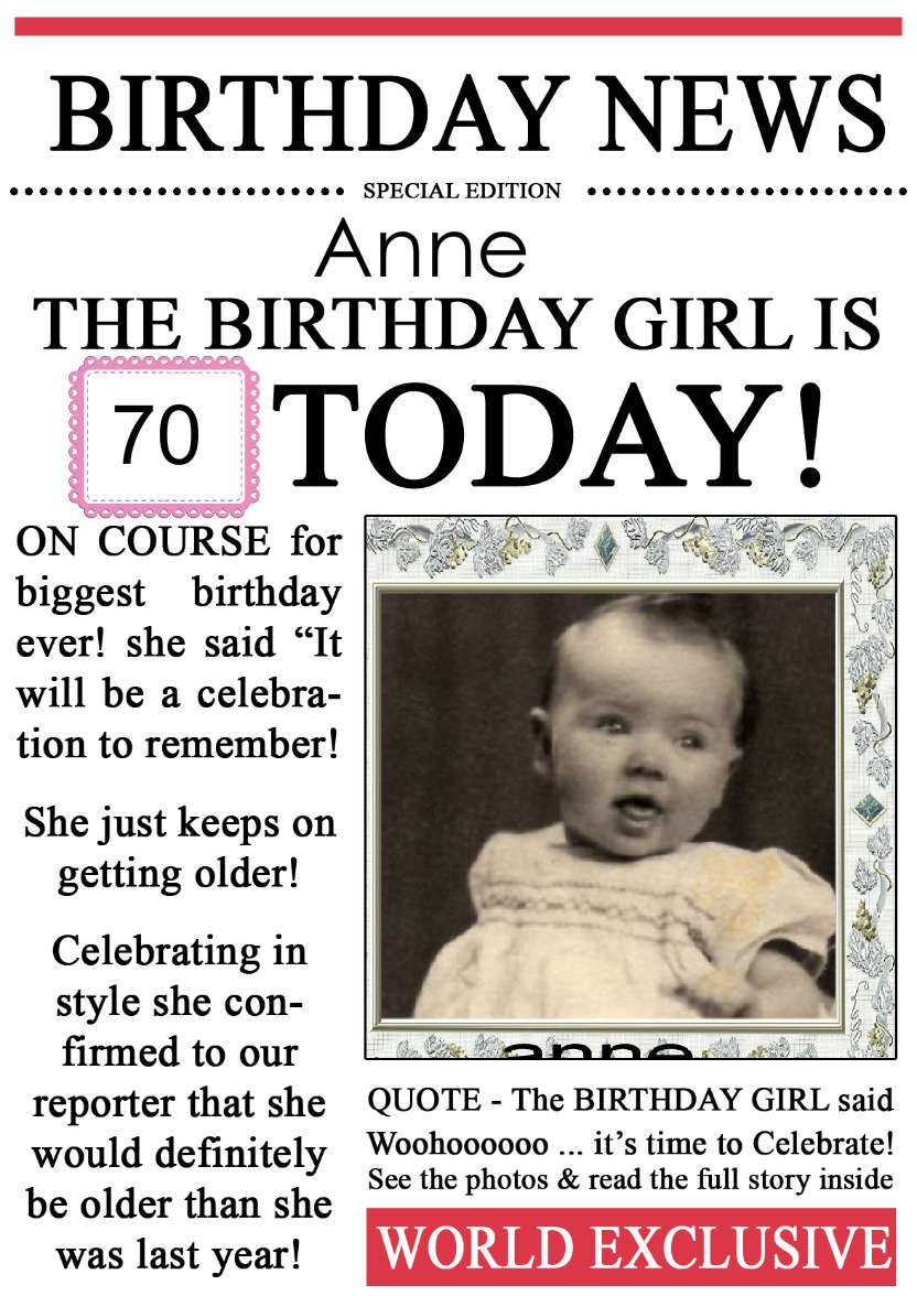 21 Today Birthday News Photo Upload Card - card made with Crafty Bob's Card Creator