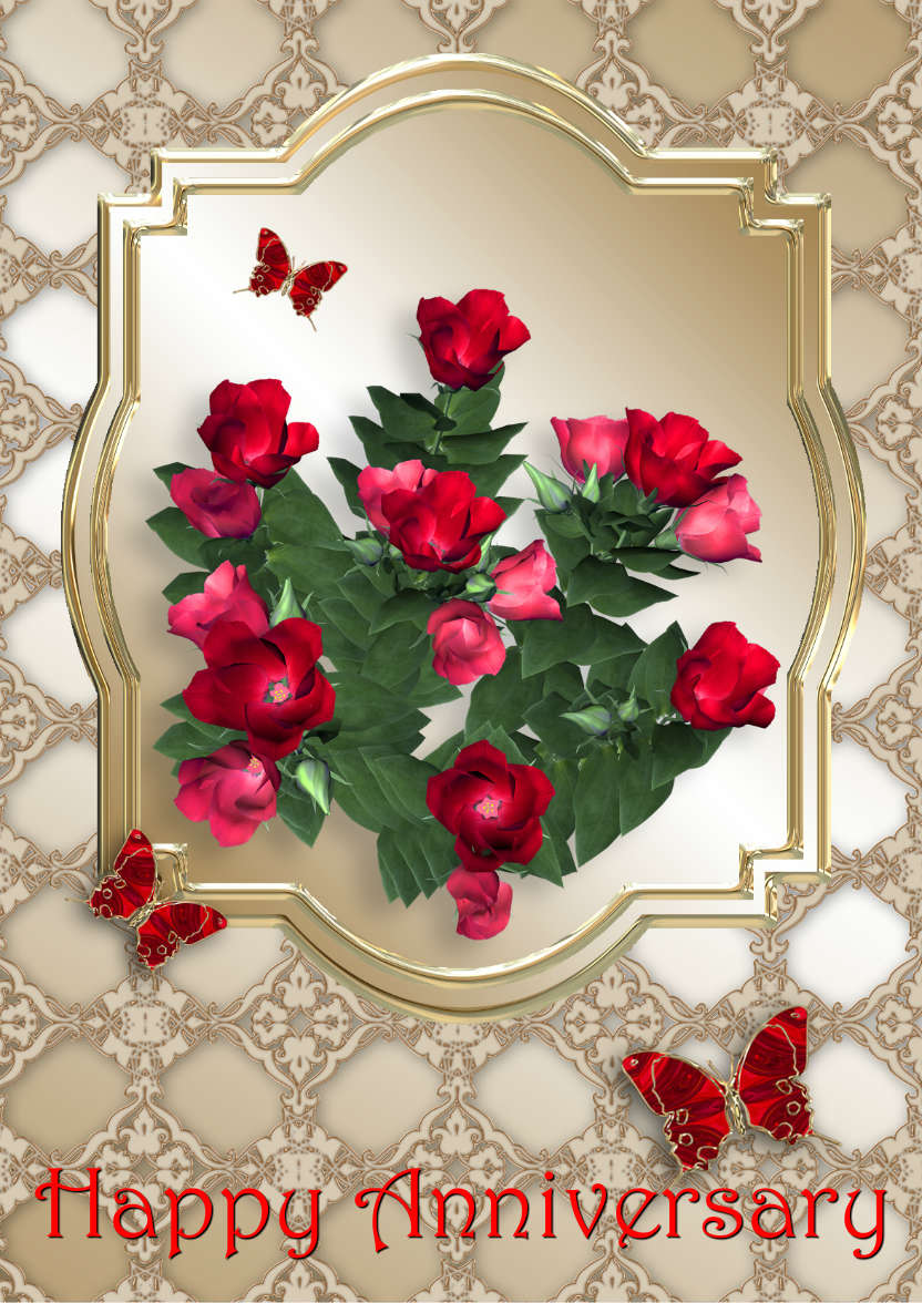 Red Flowers on Gold - card made with Crafty Bob's Card Creator