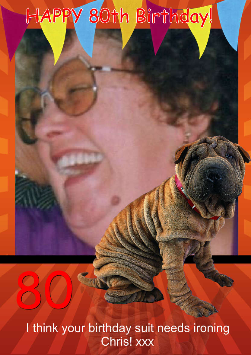 Fun Happy Wrinkly Shar Pei Dog, Photo Card - card made with Crafty Bob's Card Creator