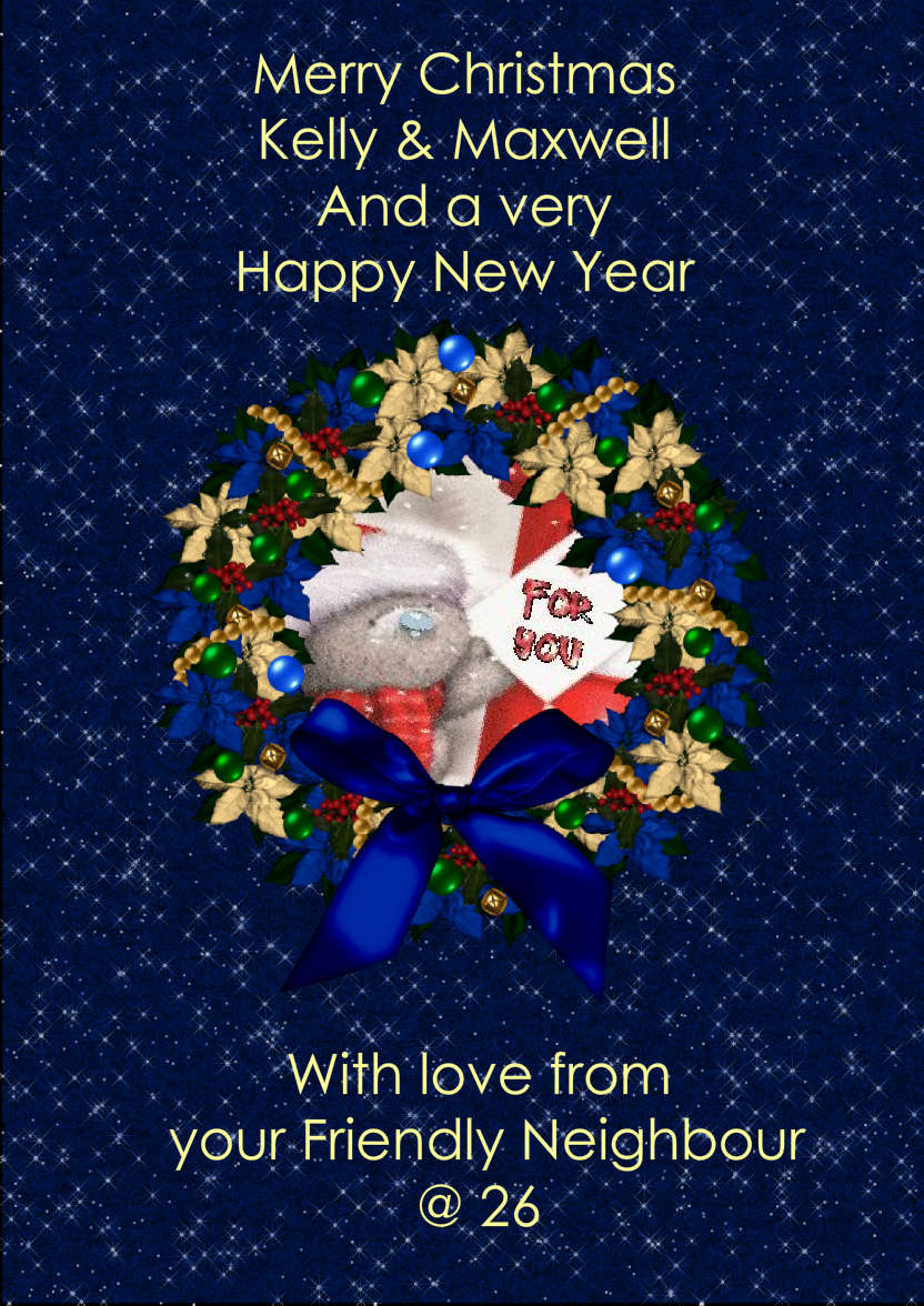 Blue Holly Wreath Christmas Photo Card - card made with Crafty Bob's Card Creator
