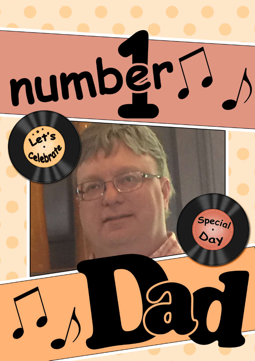 No 1 Dad Record Photo Upload Card - card made with Crafty Bob's Card Creator